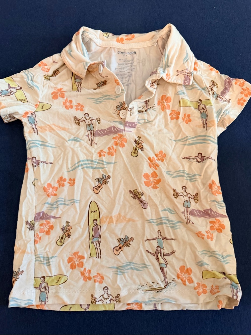 Toddler Boy Polo Cream Floral Surf Polo